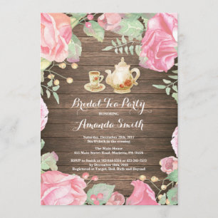 Rustic Bridal Shower Tea Party Invitation Floral