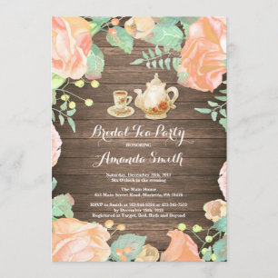 Rustic Bridal Shower Tea Party Invitation Floral