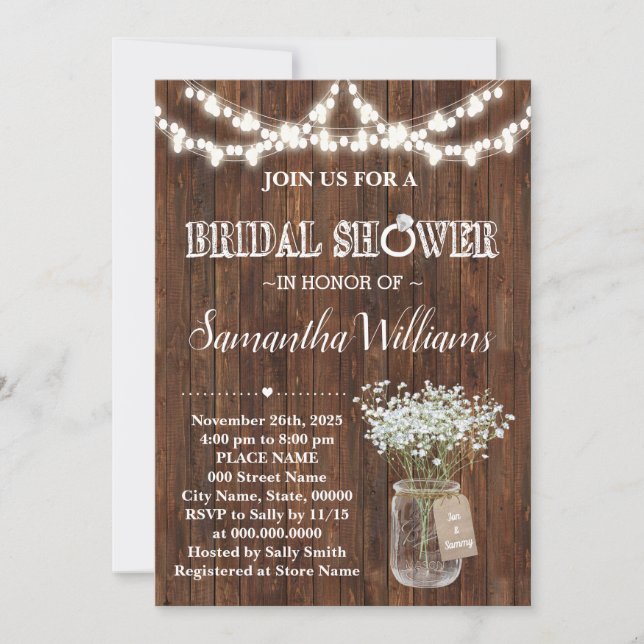 Rustic Bridal Shower Western Wedding Shower Invitation (Front)
