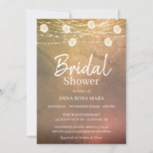 *~* Rustic Bridal Shower White Rose String Lights Invitation