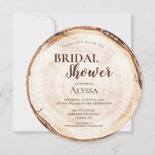Rustic Bridal Shower Wood Cut Grain Custom Invitation