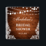 Rustic Bridal Shower Wood Lace Lights Gift List Notebook<br><div class="desc">Rustic Bridal Shower Wood Lace Lights Gift List Notebook Square</div>