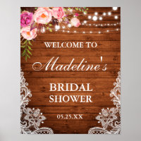 Rustic Bridal Shower Wood Pink Floral Lace