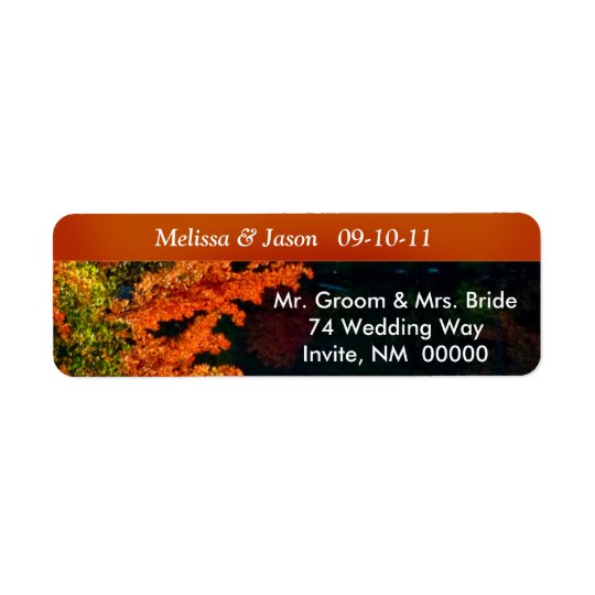 Rustic Bride Groom Fall Foliage Wedding Invite Return Address Label