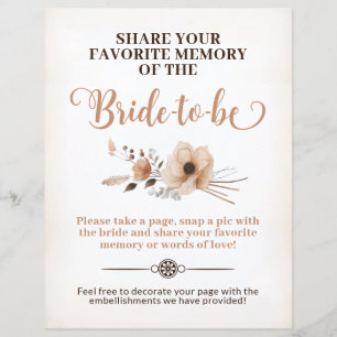 Rustic Bride to be Memory Game Sign