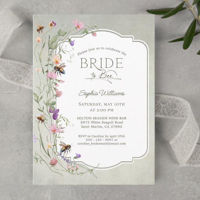 Rustic Bride to Bee Wildflower Bridal Shower Invitation (Creator Uploaded)