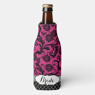 Rustic Bride's Vintage Style Damask Pattern Bottle Cooler