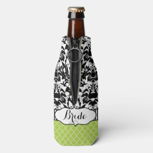 Rustic Bride's Vintage Style Damask Pattern Bottle Cooler