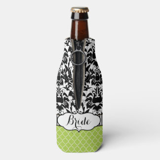 Rustic Bride's Vintage Style Damask Pattern Bottle Cooler