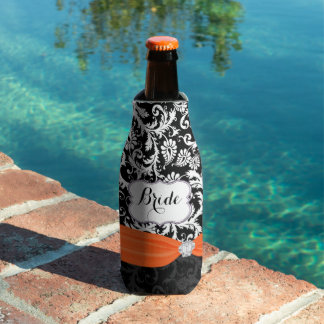 Rustic Bride's Vintage Style Damask Pattern Bottle Cooler