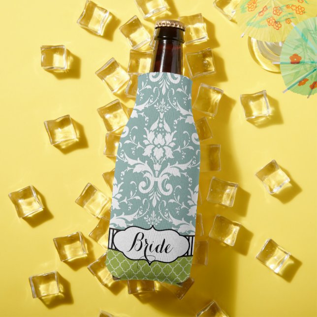 Rustic Bride's Vintage Style Damask Pattern Bottle Cooler (In Situ Summer)