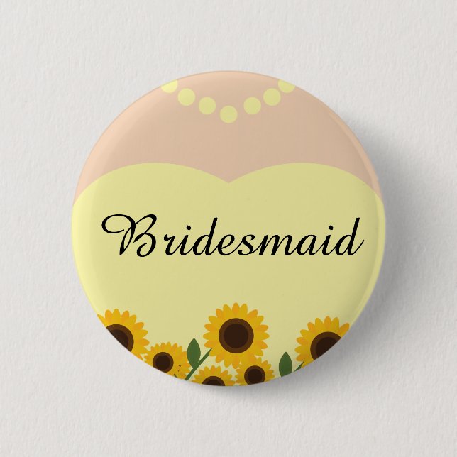 Rustic Bridesmaid Sunflowers Wedding Pin (Front)