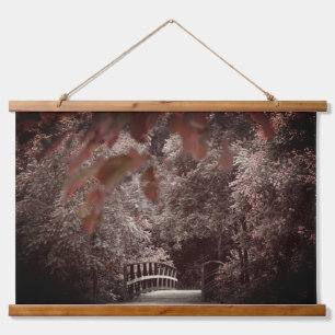 Rustic Bridge Beautiful Trees Nature Landscape Hanging Tapestry