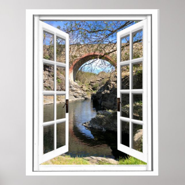 Rustic Bridge Window View  Poster (Front)