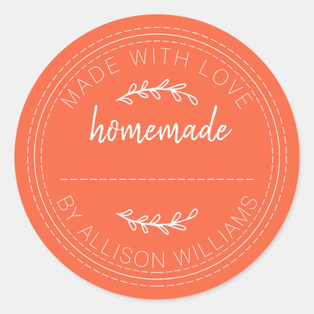 Rustic Bright Orange Homemade Label (Front)