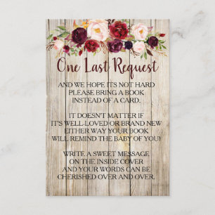 Rustic Bring a book instead of Card Baby Shower