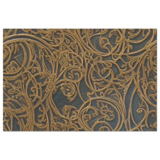 Rustic Bronze Floral Ornate Damask