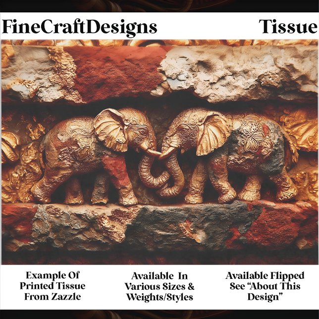 Rustic Bronze & Gold Elephants EK1L Decoupage Tissue Paper (Creator Uploaded)