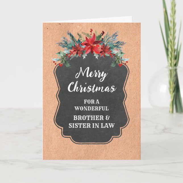 Rustic Brother and Sister in Law Merry Christmas Card (Front)