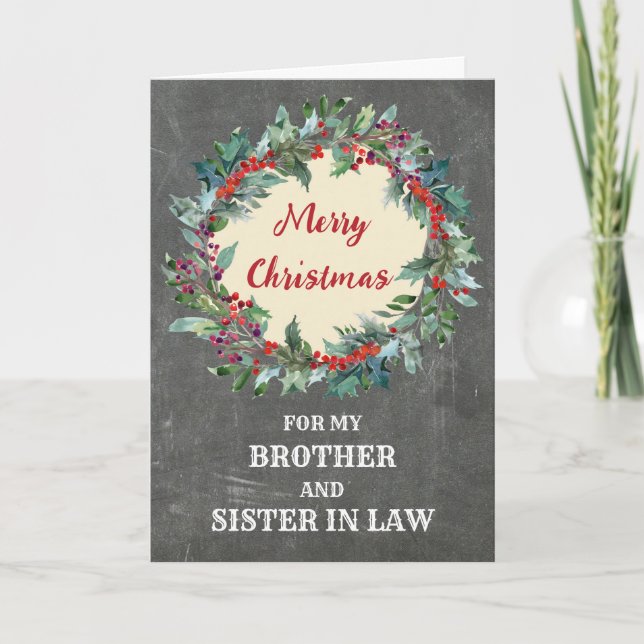 Rustic Brother and Sister in Law Merry Christmas Card (Front)