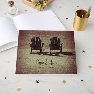 Rustic Brown Adirondack Beach Chairs Wedding Guest Book