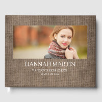 Rustic Brown Aged Burlap Linen Graduation