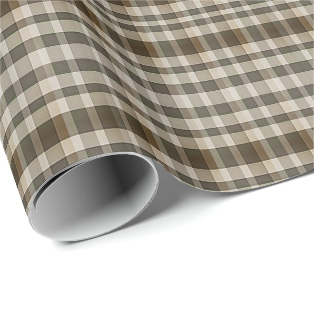 Rustic Brown and Tan Plaid Wrapping Paper (Roll Corner)