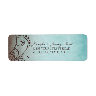 Rustic Brown and Teal Bohemian Return Address