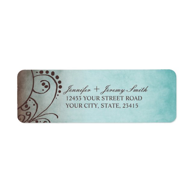 Rustic Brown and Teal Bohemian Return Address (Front)