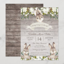 Rustic Brown and White Bunny Rabbit Baby Shower