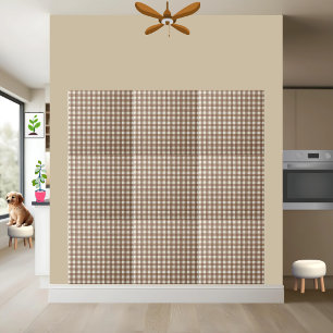 Rustic Brown and White Checkered Gingham Pattern Tile