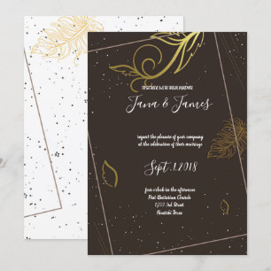 Rustic brown and white invitation