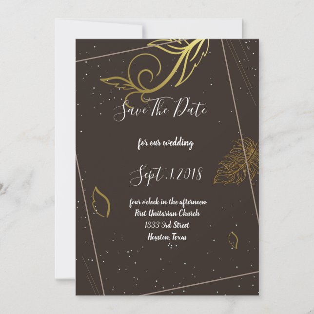 Rustic brown and white  save the date (Front)