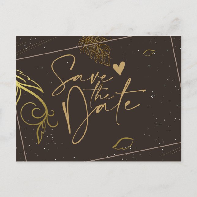 Rustic brown and white Save the Date Announcement  Postcard (Front)