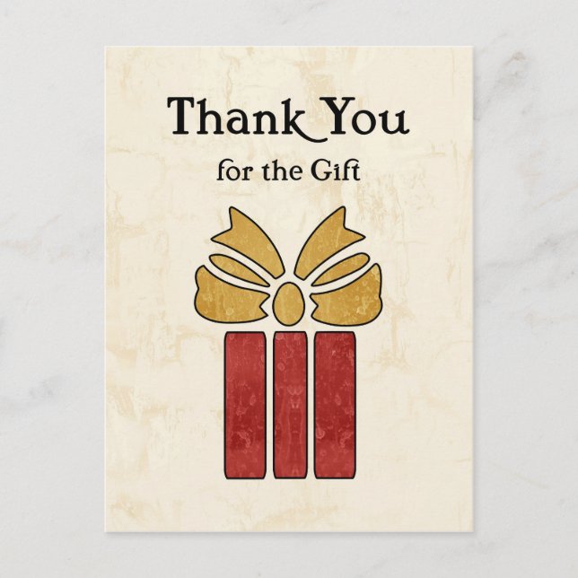 Rustic Brown and Yellow Thank You for the Gift Postcard (Front)