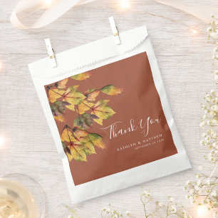 Rustic Brown Autumn Foliage Fall Wedding Favour Bags