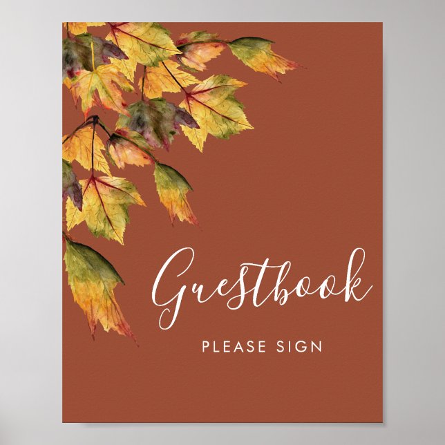 Rustic Brown Autumn Foliage Wedding Guestbook  (Creator Uploaded)