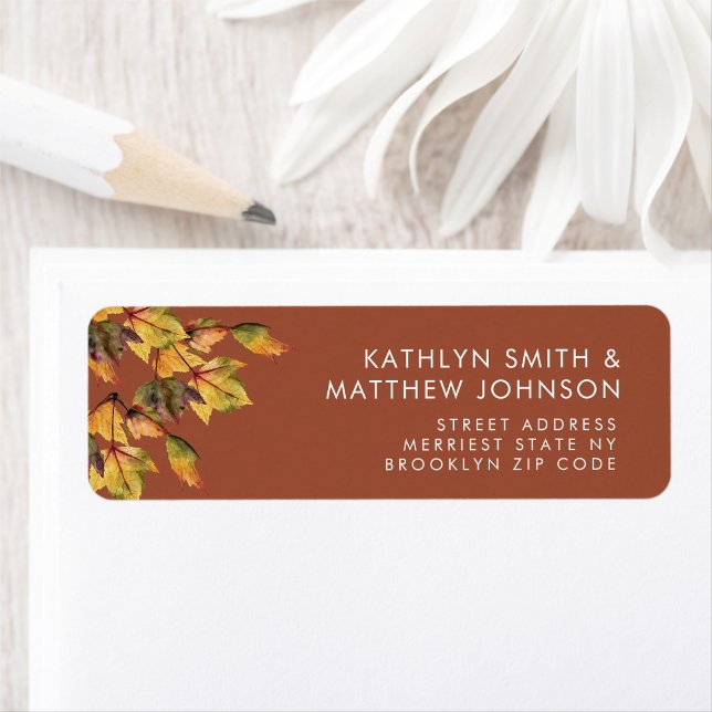 Rustic Brown Autumn Foliage Wedding Return Address (Creator Uploaded)