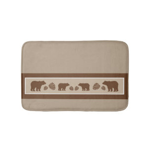 Rustic brown bear pinecone memory foam bath mat