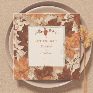 Rustic Brown Beige Burnt Orange Floral Autumn Invitation