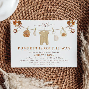 Rustic Brown Beige Clothesline Fall baby Shower  Invitation