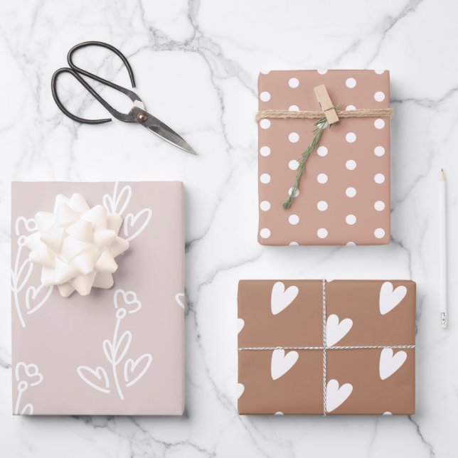 Rustic Brown Beige Girly  Wrapping Paper Sheet (Front)