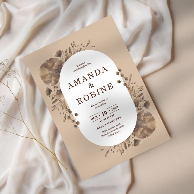 Rustic Brown Botanical Wedding Invitation (Creator Uploaded)