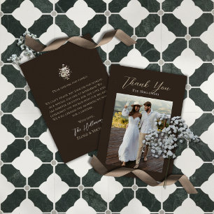 Rustic Brown Botanical Wedding Thank You Card
