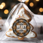 Rustic Brown Buffalo Check Christmas Gift Tags<br><div class="desc">Affordable custom printed round sticker Christmas gift tags personalised with your family name or other text. This rustic modern holiday design features distressed MERRY CHRISTMAS lettering on a brown and black buffalo check plaid background. Use the design tools to choose any background colour and edit text fonts and colours to...</div>