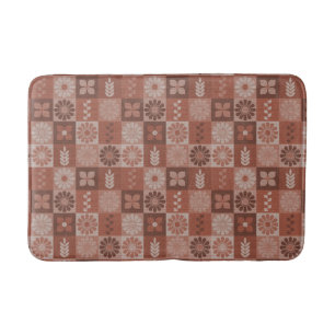 Rustic Brown Burlap Flowers Leaves Medium Bath Mat