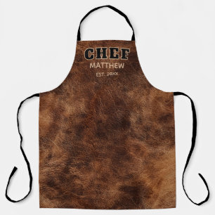 Rustic Brown Chef Western Country Typography Grill Apron