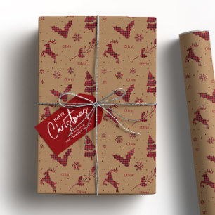 Rustic Brown Christmas Plaid Wrapping Paper