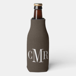 Rustic Brown Classic Monogram Bottle Cooler