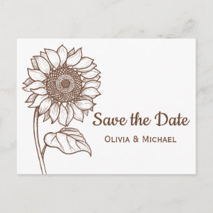 Rustic Brown Country Sunflower Engagement Floral Postcard